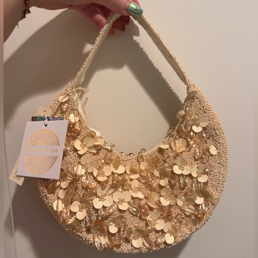 Viral Hand made in India Beaded Sequin Flower Handbag TJmaxx dimensional flowers